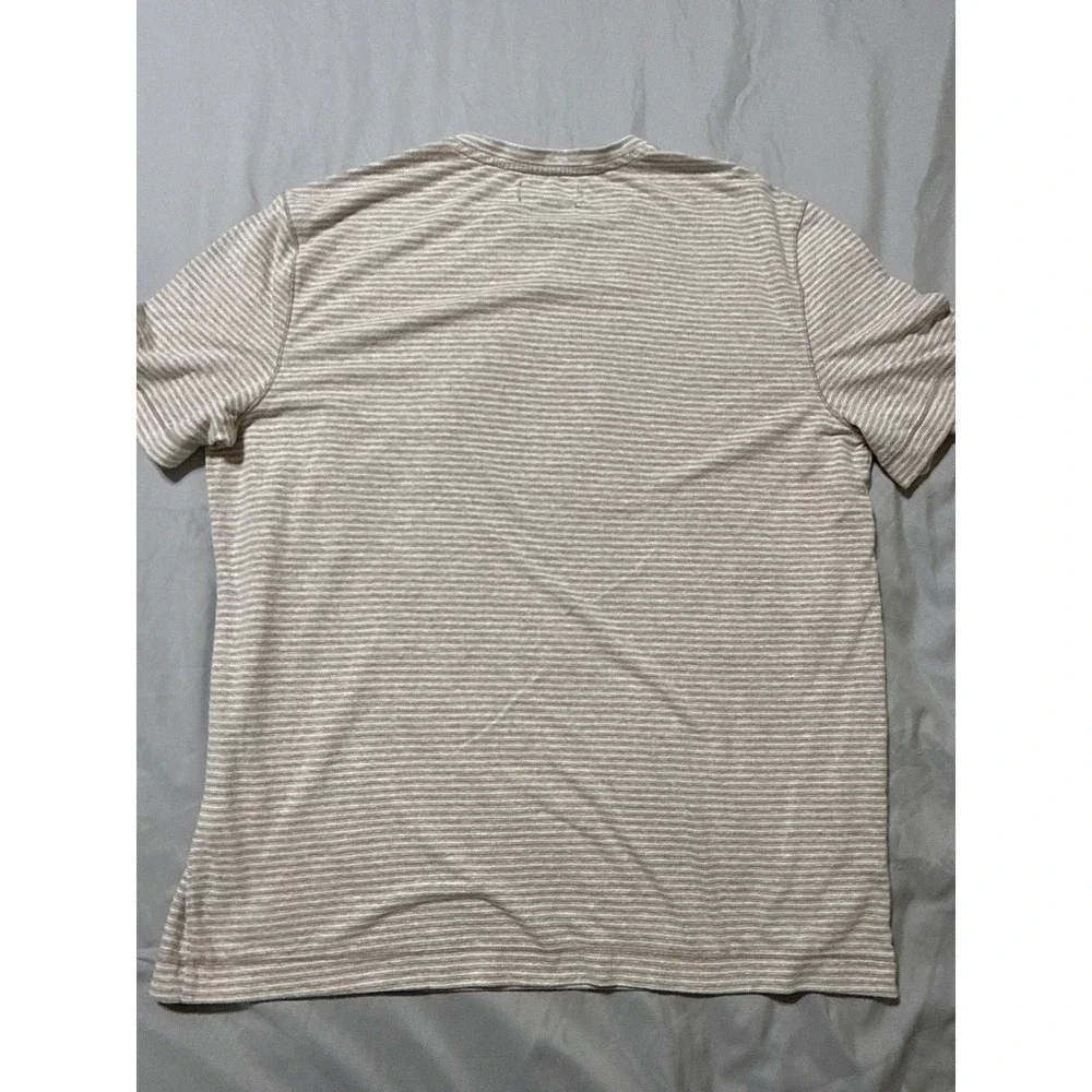 Banana Republic Tall XL‎ Linen-Blend Notch-Neck Striped T-Shirt